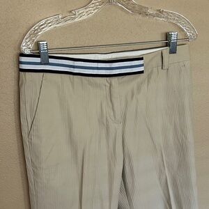 Poleci cream flare trousers with ribbon waist-sz8